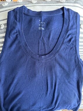 a new day Navy Ribbed Scoop Neck Tank